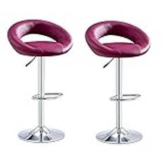 Furniture Pub Stool Set of 2 Adjustable Bar Stools, Swivel Chairs with Back,Round Stable Base/Purple-Backrest B PenKee