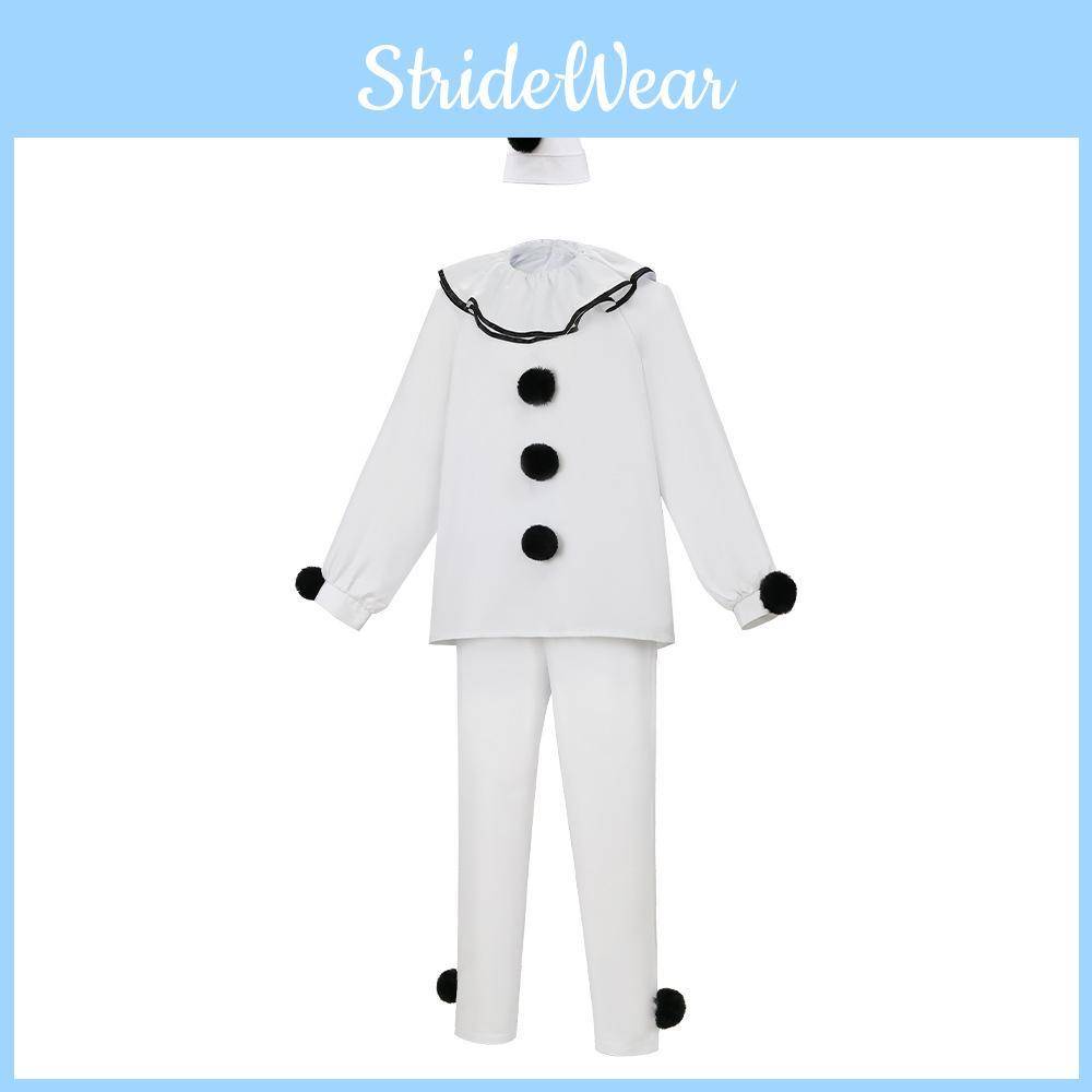 Skräck Pierrot Clown Cosplaydräkt Med Elegant Stil För Vuxna Och Cosplayevenemang cm white