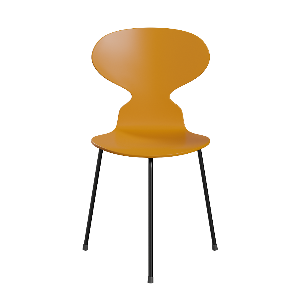 3100 Myren med 3 ben, sort stel af Arne Jacobsen Lakeret finér - Burnt Yellow (470) - Jacobsen Plus