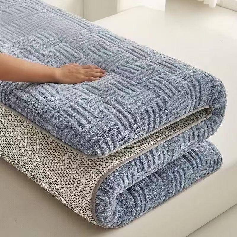 Lambswool mattress, home soft mattress, bedroom mattress pad, winter thickened warm milk fleece mattress röd