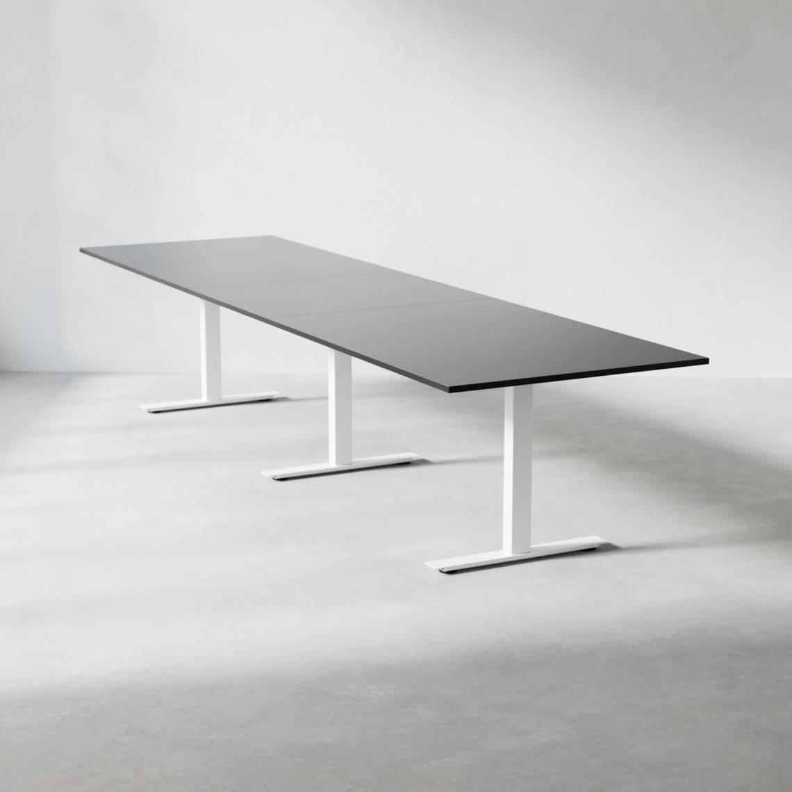 Konferencebord Modul, Størrelse 280 cm, Farve Sort, Ben Hvid