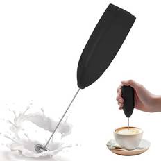 Batteridriven mjölkskummare, handhållen milkshake-maskin, visp i rostfritt stål, perfekt för kaffe, latte, cappuccino, frappe, matcha, varm choklad. T - Svart (19,8*3,5*2,4 cm（7,8*1,4*0,9 tum）)