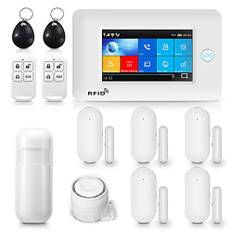 LWOHSI Trådlöst hemlarmsystem, wifi, GSM, 4G, kompositör, 100 zoner, app (Smart Life - Tuya Google Home och Alexa-kompatibel