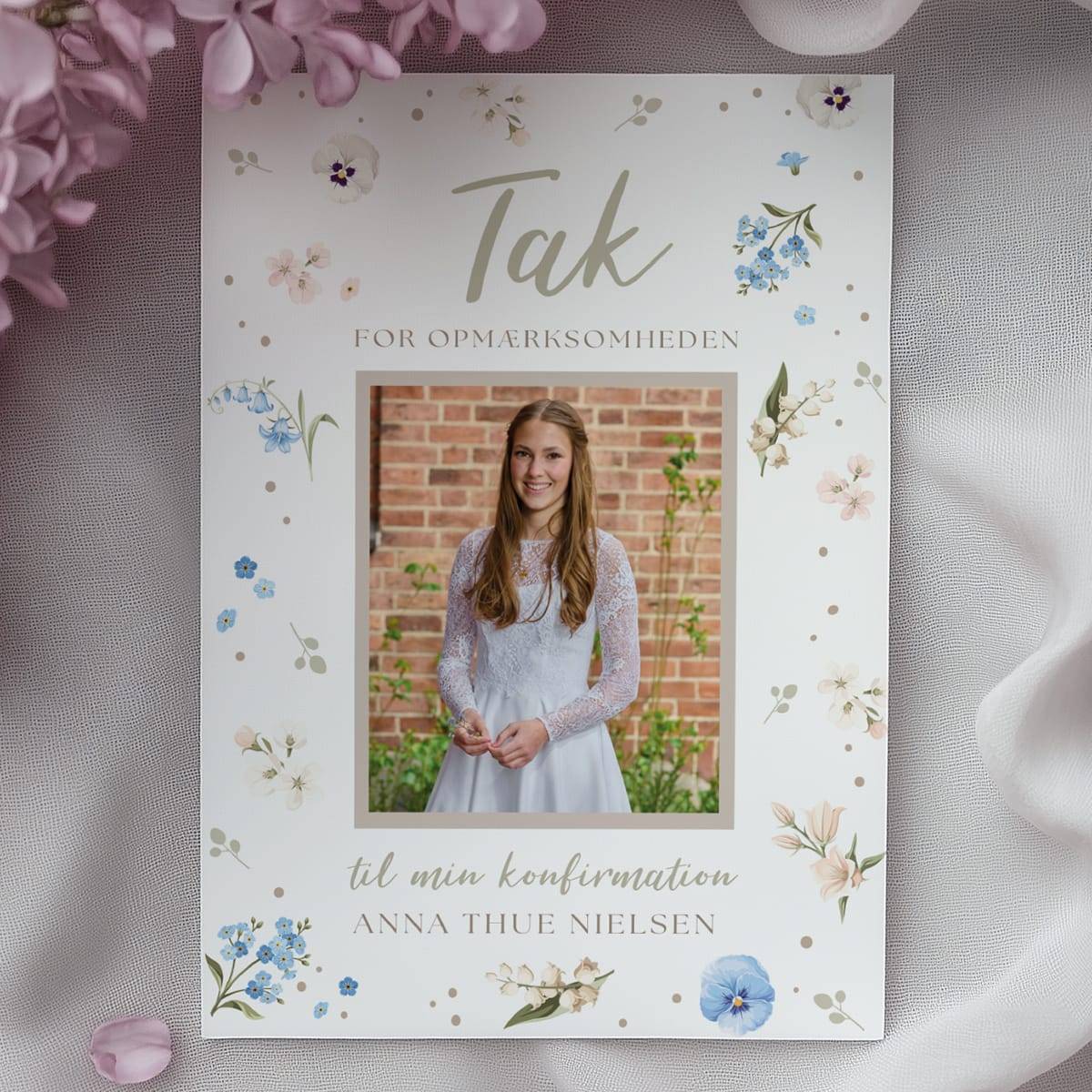 Takkekort Konfirmation | Wildflower | White