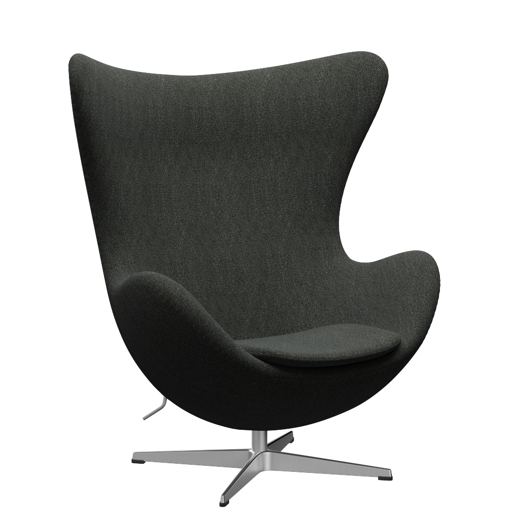 3316 Ægget loungestol, stel i børstet aluminium af Arne Jacobsen Hallingdal - 368 Black/Grey - Jacobsen Plus