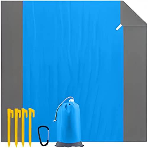 Retoo Strandfilt sandfri, vattentät picknickfilt 210 x 200 cm för resor, camping, strandsemester, sandavvisande campingfilt, bärbar strandmatta, ultralätt, kompakt, sandtät, strand