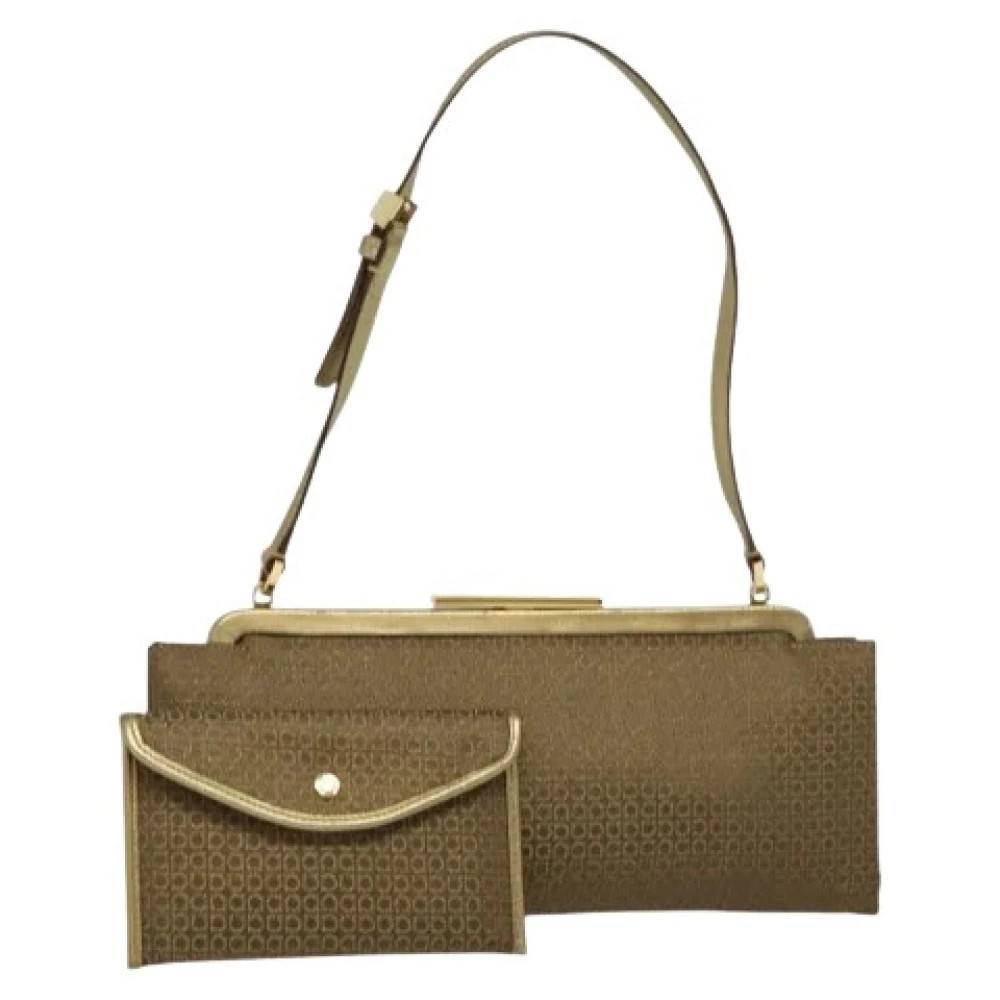 Salvatore Ferragamo Pre-owned Pre-owned Canvas Skuldertaske - Vintage - Dame - Beige - ONE SIZE - Uld