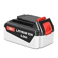 REACELL 5,5 Ah ersättningsbatteri för Black and Decker 18V Li-Ion batteri LB20, LBX20, LST220, LBXR2020-OPE, LBXR20B-2, LB2X4020, GKC1825L20-QW, ST1823-QW för Black+Decker 18 volt systembatteri