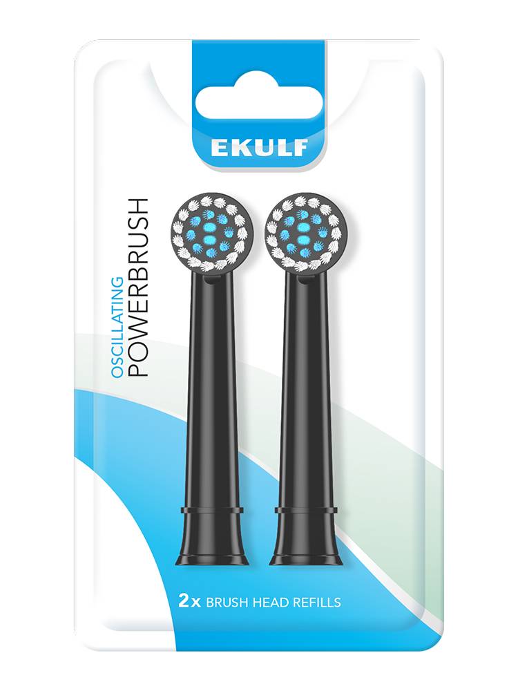 EKULF PowerBrush Black borsthuvuden refill, 2-pack