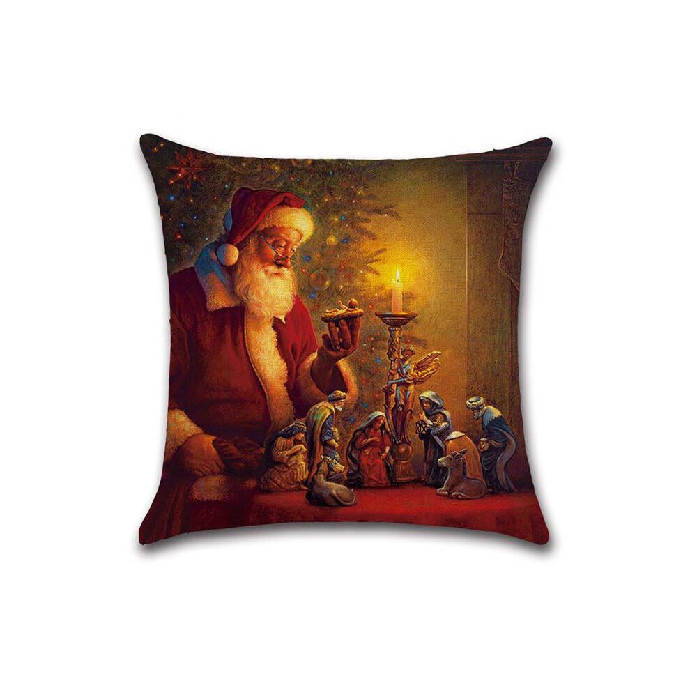 (01)Santa Claus Christmas Linen Pillow Case Cushion Cover Home Decor Bed Sofa Cases