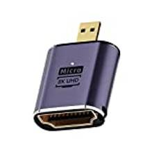 NFHK Micro HDMI hane till HDMI 2.1 hona UHD förlängning guld omvandlare adapter stöder 8K 60hz HDTV