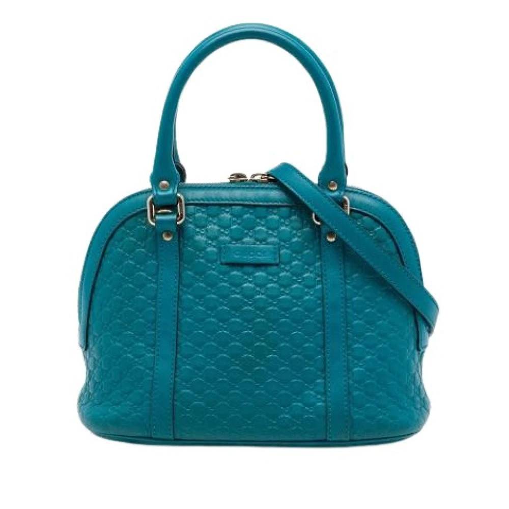 Gucci Vintage Pre-owned Dome Satchel - Vintage - Dame - Blå - ONE SIZE - Uld
