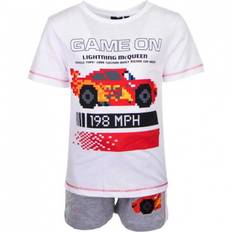 Hvid Cars T-Shirt og Shorts Lightning McQueen ÅR 8 (123-128 cm)
