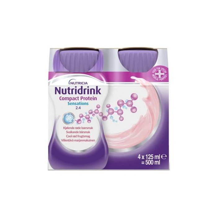 Nutridrink Compact Protein Sensations Cool Rød Frugtsmag - 4 x 125 ml