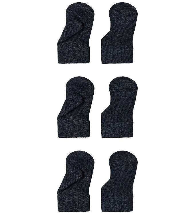 Name It Vantar - Stickad - 3-pack - NmnMagic - Dark Sapphire - Name It - One Size - Handskar