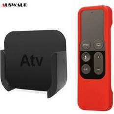 Väggfäste hållare för apple tv 4th 5th gen mediaspelare stativ hållare + kontroller silikon skyddande fodral hud