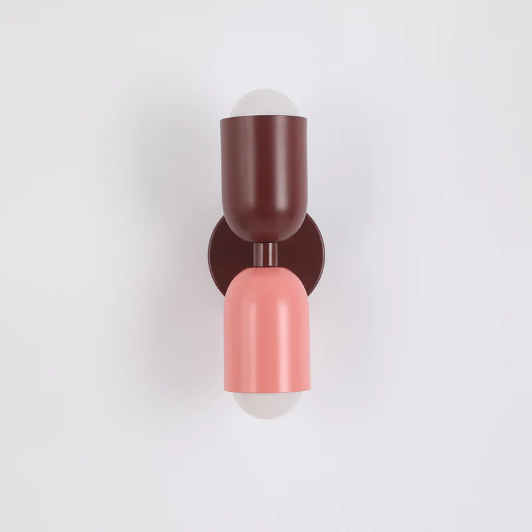 Colorwave - Modern Dubbelstående LED Väggbelysning - Röd+Rosa