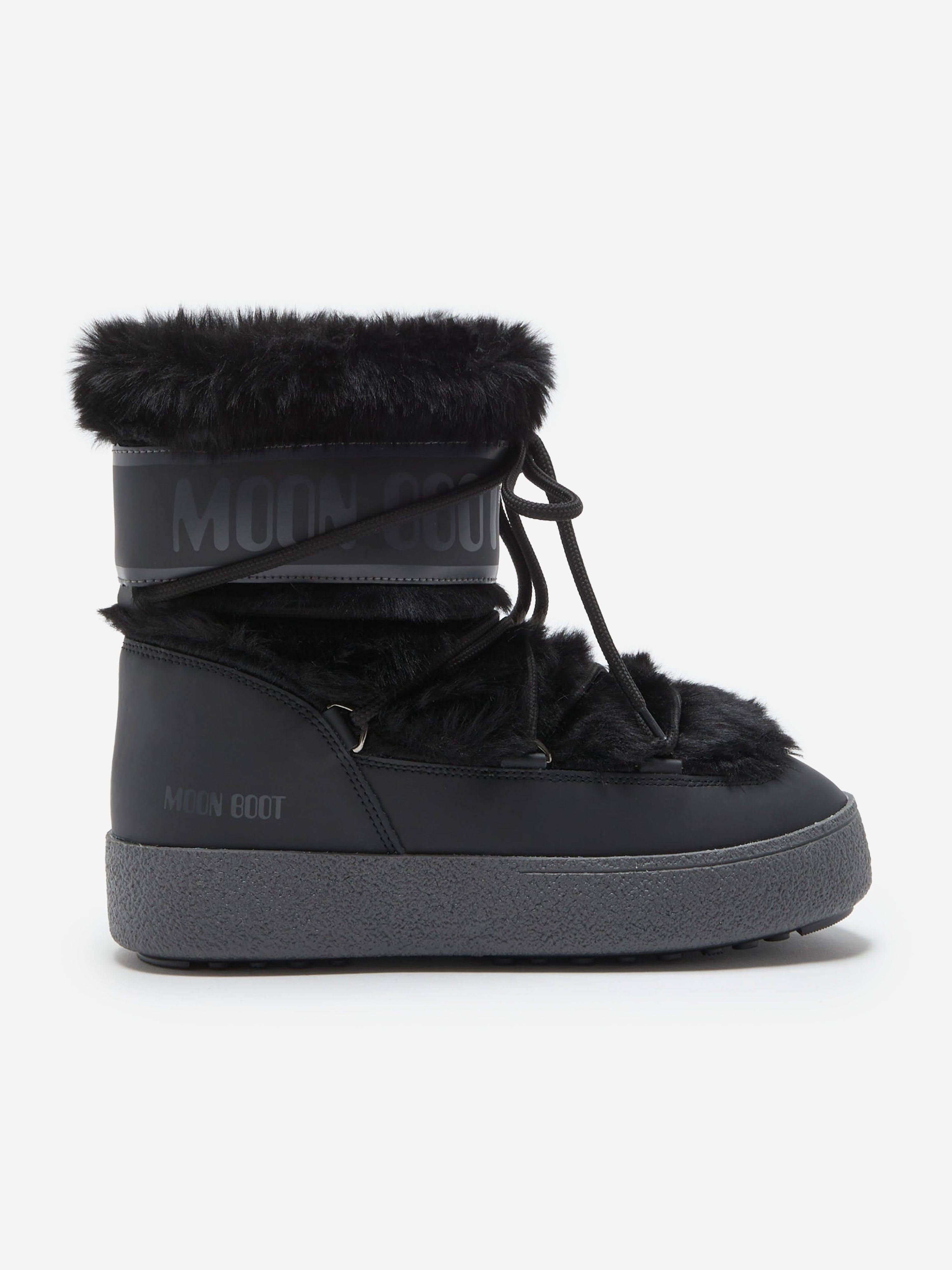 Moon Boot Girls Ltrack Faux Fur Boots in Black - Black / EU 37 UK 4 (EU 37 UK 4)