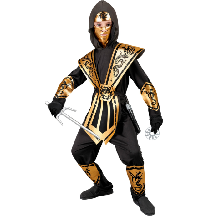 Guld ninja kostume til børn.