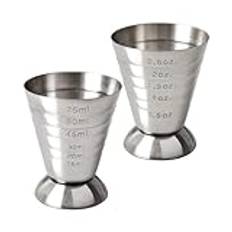 Tiardey 2st rostfritt stål 2,5 oz Cocktail Jiggers Mått Cup Shot Mått för Bar Party Cocktail Drink Shaker