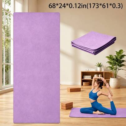 1 st hopfällbar yogamatta, 173*61*0,3 cm, hög estetisk design, passar de flesta utövare, kompakt och bärbar, vattentät och fläckavvisande, lämplig för - Blåröd (En-Storlek,173*61*0,4 cm)