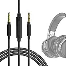 Geekria ljudkabel med mikrofon kompatibel med COWIN E7, E8, Anker Soundcore Life Q35, Q20i, Q45-kabel, 3,5 mm flätad nylon ersättningsstereosladd med inbyggd mikrofon (1,2 m)