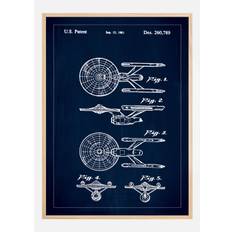 Patenttegning - Star Trek - USS Enterprise - Blå Plakat (70x100 cm)