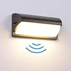 Midore LED-utomhu med rörelsedetektor, 18 W, IP65, utomhu, sensor, modern, väggbelysning, aluminium, vägglampa för terrass, trädgård, korridor, balkong