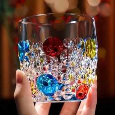 6 st/4 st/2 st färgglada, högkvalitativa vinglas, whiskyglas, ölglas, emaljvattenglas, dryckesglas, konstmålat vattenglas i förtjockat glas, lämplig f - Multifärgad (Gyllene sked - 1 st,Målad kopp - 6 delar,Målad kopp - 4 delar,Målad kopp - 2 st)