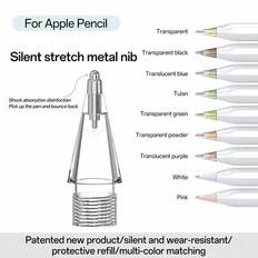 Apple Pencil 1/2/Pro kapacitiv stylus, elastisk metallspets med ljuddämpning, slitstark pennspets för utbyte - Multifärgad (En-Storlek)