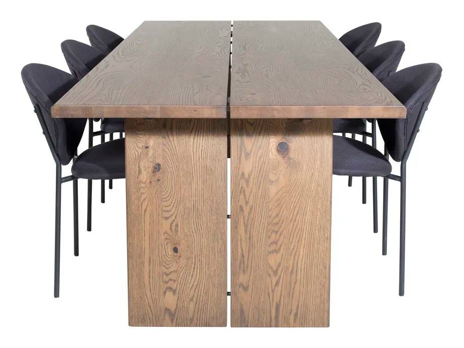 Venture Design Logger & Vault matgrupp Natur/svart 6 st stolar & bord 210 x 100 cm