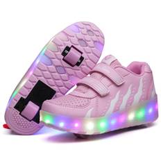 LED Rulleskøjtesko til Børn, Lysende Rullesko med Hjul Pink 32