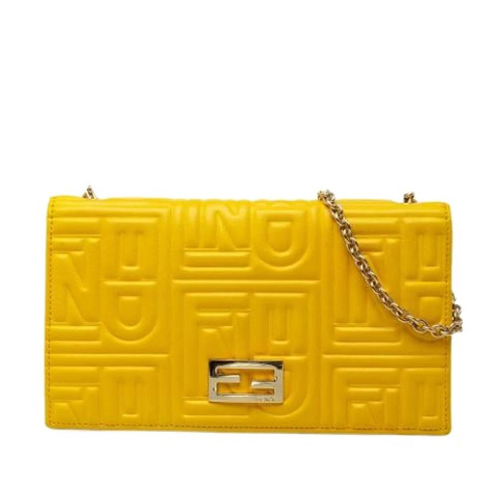 Fendi Vintage Pre-owned Crossbody-taske i præget læder - Vintage - Dame - Gul - ONE SIZE - Læder