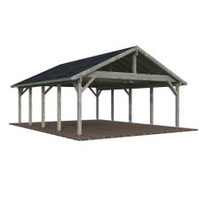 Palmako dobbelt carport Robert gråtrykimprægneret 40,6 m²