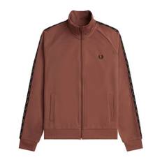 Fred Perry, Sweatshirts & Hoodies, Herr, Brun, XL, Bomull, Kontrast Tape Track Jacka