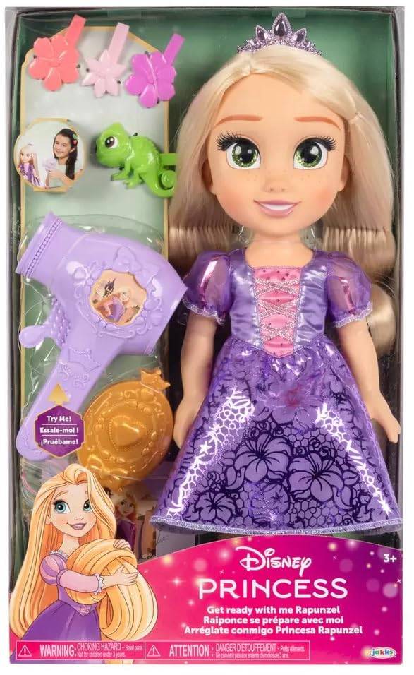 Disney Prinsessor Frost Hårvårdsset (1784991) För småbarnsdockor, inkluderar hårtork, hårborste och tillbehör (Rapunzel) [Parallellimport]