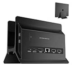 PULWTOP MacBook dockningsstation, vertikal USB C-dockningsstation med M.2 NVMe SSD-fodral, 4K och 60 Hz, 2 x USB C10 Gbps, laptopstativ MacBook Dock kompatibel med MacBook, Mac Mini och bärbar dator,