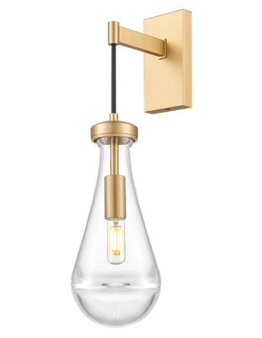 MEMPHIS Væglampe i metal og glas H45 cm 1 x E14 - Antik messing/Klar