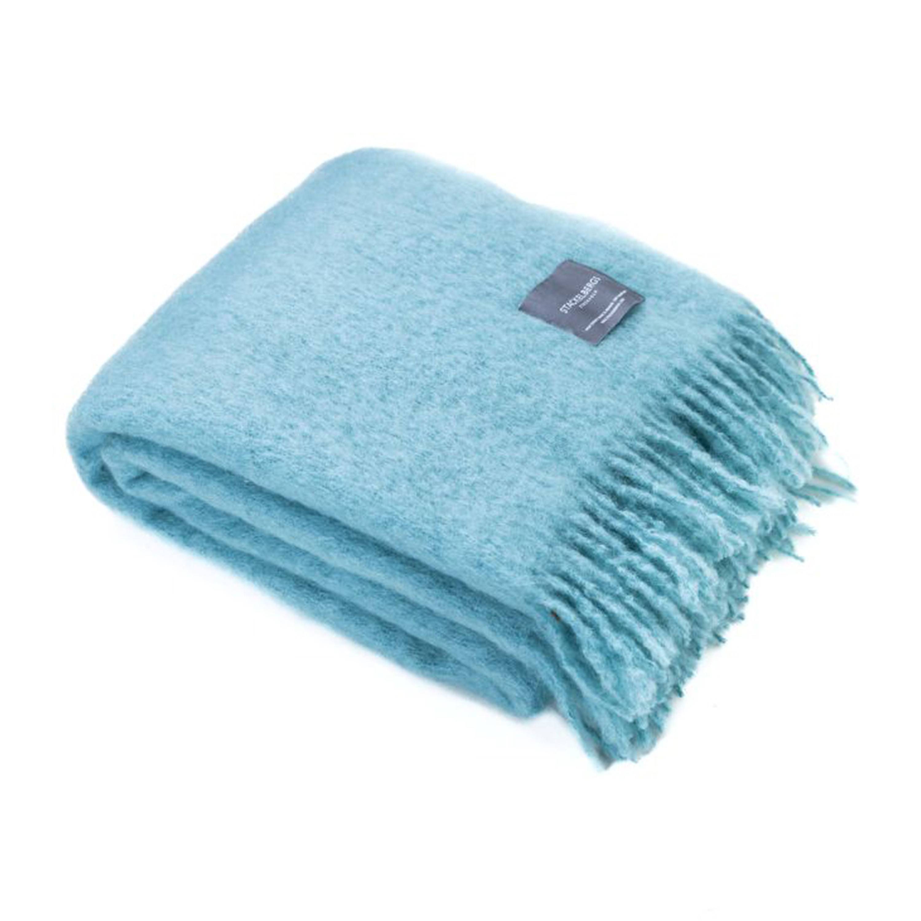 Stackelbergs - Mohair Pläd Aqua Blue från Sleepo - Blå ((LxB): 130 x 170 cm)