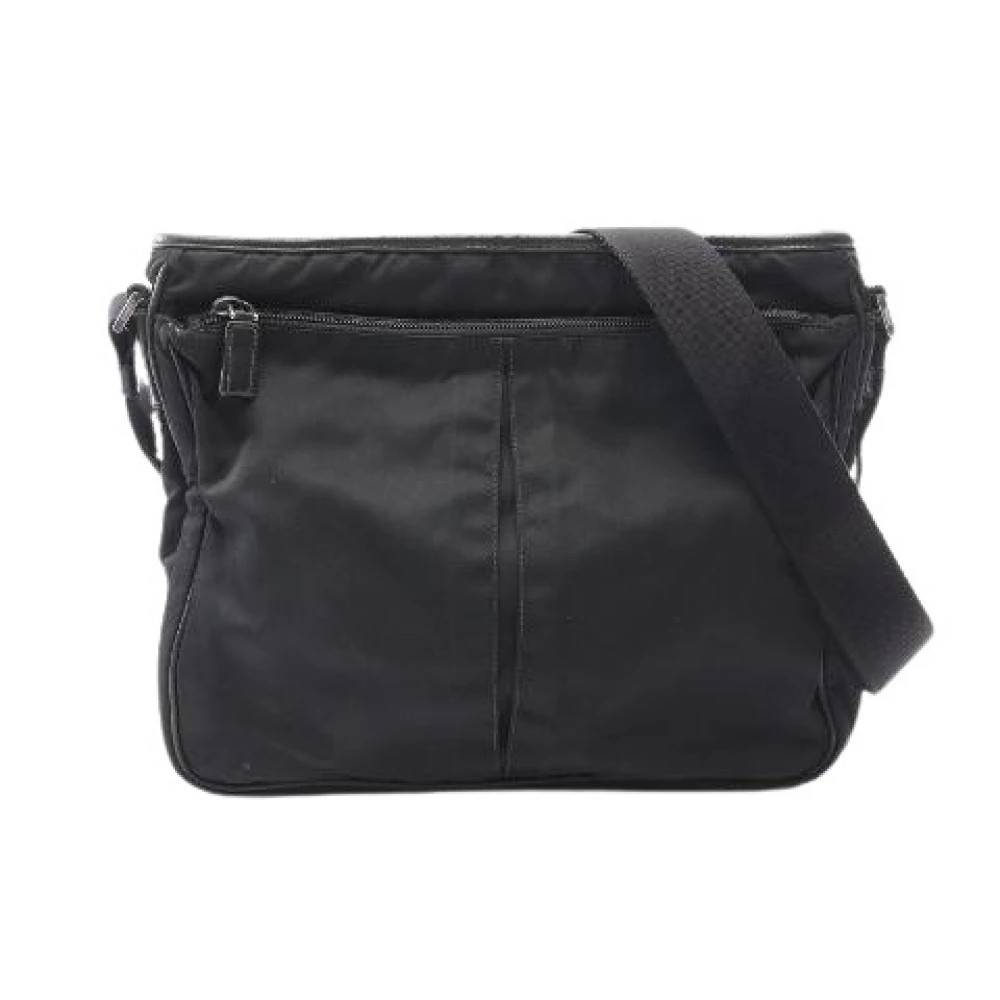 Prada Vintage Pre-owned Nylon Saffiano Læder Skuldertaske - Vintage - Dame - Sort - ONE SIZE - Uld