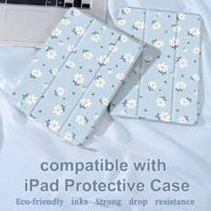 Flowers Case Compatible With IPad New IPad Air4/5 10.9inch,Compatible With Huawei Metepad 11/ Tab/Xiaomi 5 Cover,With Pen Holder,Supports Automatic Sleep/Wake Lid