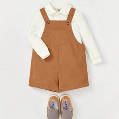 Bebis Pojke 1 st. Enfärgat Skjorta & 1 st. Påsydda Fickor Overall Romper - Multifärgad (6-9M,9-12M,12-18M,18-24M,2-3Y,0-1M,1-3M,3-6M)