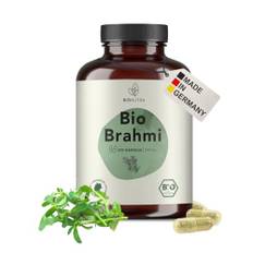 BIO Brahmi Kapseln hochdosiert, 1200 mg Tagesdosis, rückstandskontrolliert, deutsche Herstellung, vegan, laktose- & glutenfrei, ohne Zusätze, Bacopa monnieri, 270 Kapseln x 600 mg, BIONUTRA