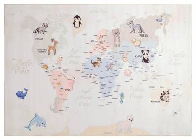 Barnmatta - Animal Map (beige) (Storlek: 130 x 190 cm)