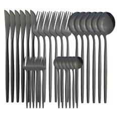 30pcs / 6 sets of table knives, forks, dessert and coffee spoons, stainless steel cutlery set, kitchen utensils
