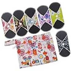 Gogogmee 1 Set 7st Bindor Trosskydd Bambu Mamma Tyg Återanvändbar Sanitetsduk Absorberande Mensskydd Sanitetsbinda Av Bambu Tygbindor Ev Mamma Pad Bindor i Bomull Servett Mor Läckagesäker