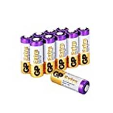 GP Extra alkaliskt V23GA 12 V batteri | 10 stycken batterier 23a 12 V, kvicksilverfritt | P23GA / LRV08-batteri för fjärrkontroller, radiodörrklockor, Bluetooth-headset, säkerhetssystem etc.