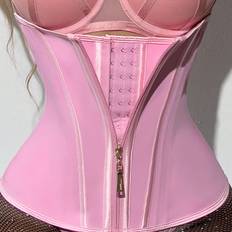 TEMU High Hourglass Waist Trainer Belt, Latex Body Shaper Corset With Zipper, Underbust Cincher For Women, Posture Improvement, Knit Fabric, Closure, 100% Latex, 2300g/m² Fabric Weight