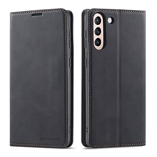 QLTYPRI Fodral till Samsung Galaxy S24 Plus 5G, premium PU-läderfodral TPU stötfångare med korthållare ställ dold magnetisk adsorption flip plånbok fodral för Samsung Galaxy S24 Plus – svart