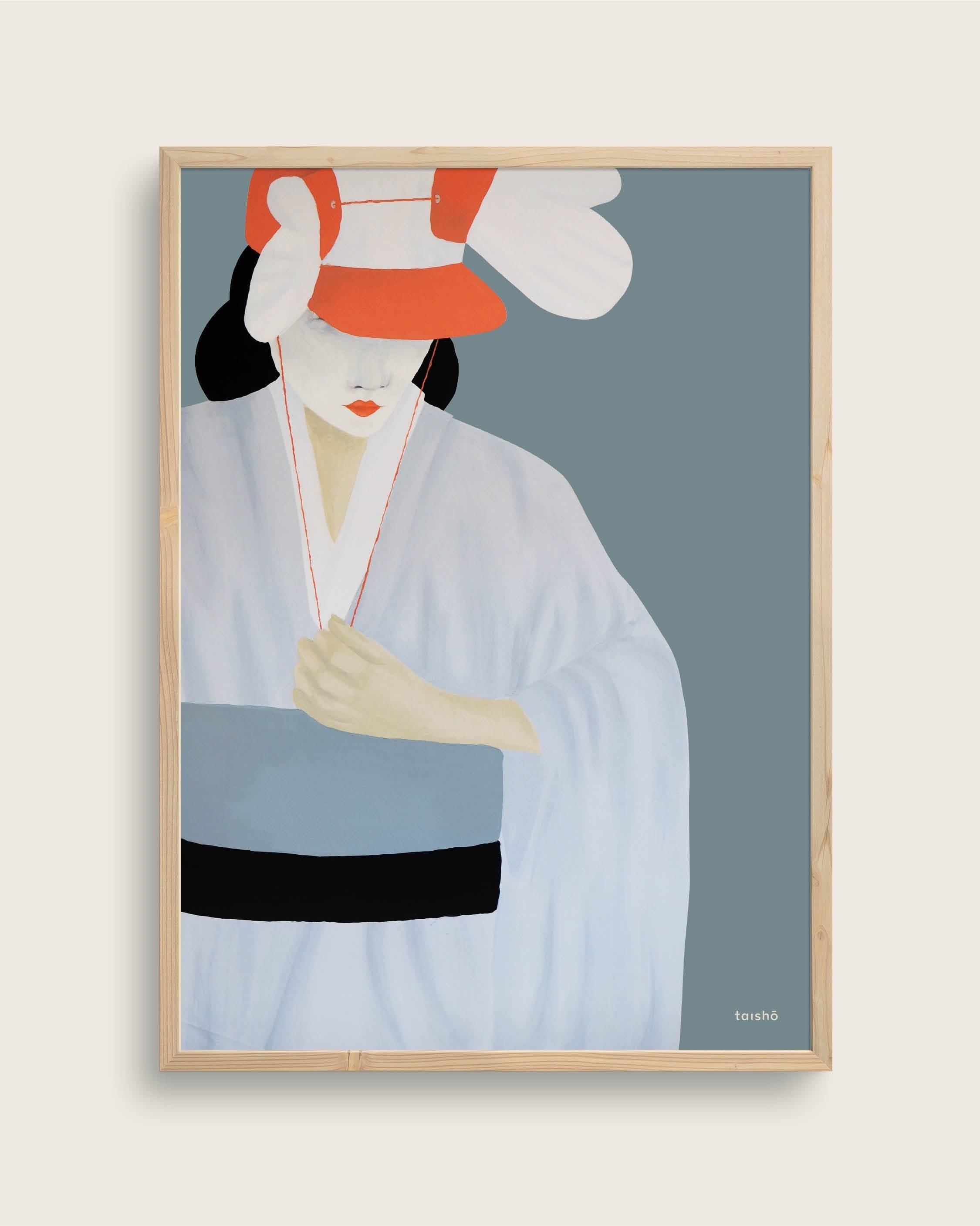 Klaphat | Størrelse 70x100 (akustikprint inkl. egetræsramme) | taishō